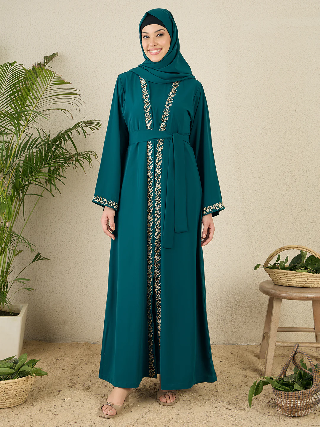 Abaya Embroidered  Set Abaya with Matching Hijab