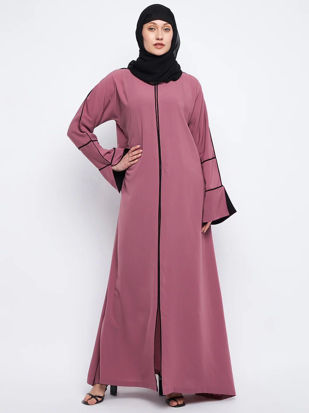 2 Piece Embroidered Shrug Set Abaya with Matching Hijab