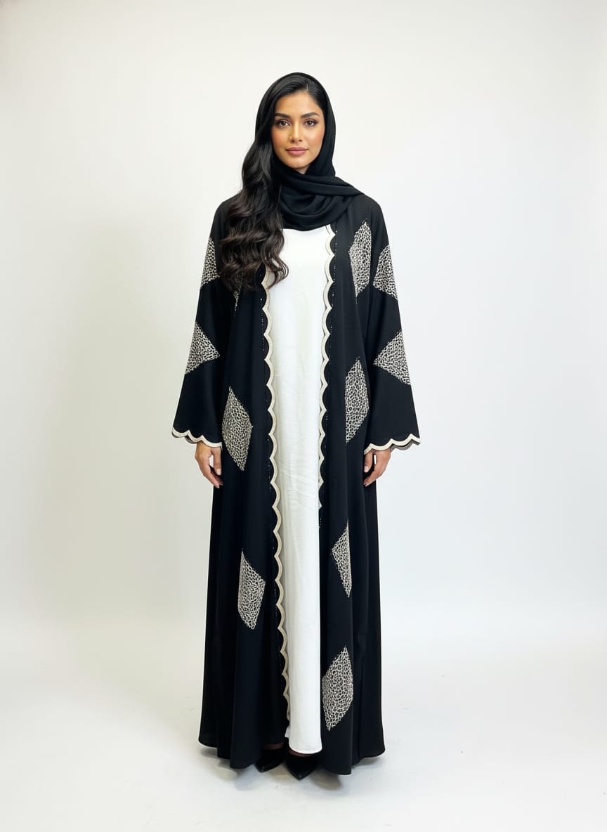 Imported Zoom Fabric Attached Jacket Style Abaya