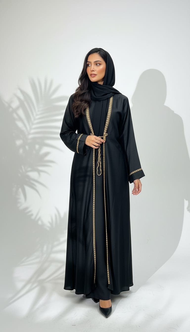 Imported TikTok Fabric Attached Jacket Style Abaya
